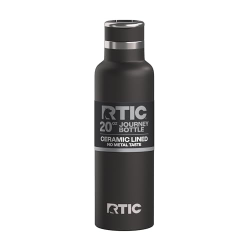 RTIC 20oz Water Bottle with Ceramic Lining - Black, Travel Insulated Bottle