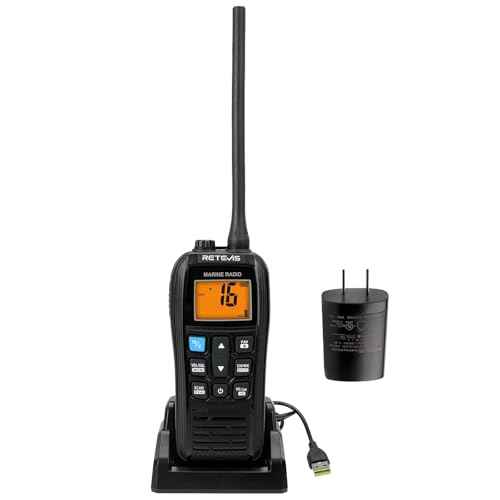 Retevis RM22 Marine Radio, IP67 Waterproof Handheld Floating Radio, High Power, Noise Cancelling Mic, Backlit LCD Display, NOAA Weather, 2200mAh Battery, USB Charging, Boat Radios(1 Pack)
