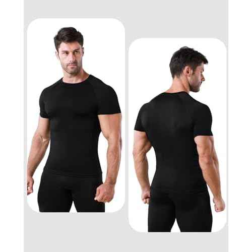 Niksa Men's Compression Shirts, Compression Shirts for Men Short Sleeve Athletic, Quick Dry Workout T Shirts Base Undershirt