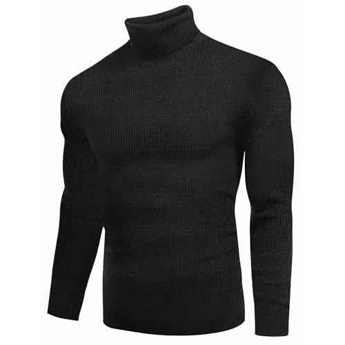 Ekouaer Mens Turtleneck Shirts Ribbed Lightweight Sweater Long Sleeve Casual Pullover Thermal Undershirts S-XXL