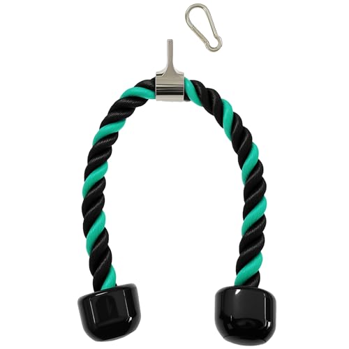 Nylon Tricep Rope for Cable Machine Workout Accessory - Green & Black
