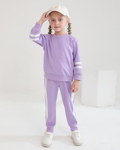 Toddler Girl Fall Sweatsuit Set 2 Pieces - Light Purple, 4-5T