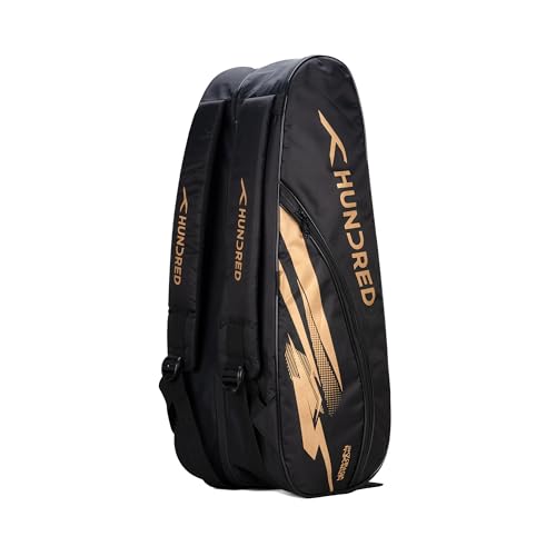 HUNDRED Cosmogear Badminton Kit-Bag Large Black with Double Zipper & Padded Straps