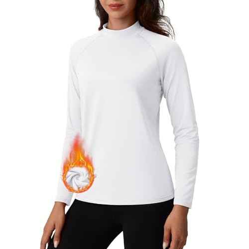 TACVASEN Women's Thermal Shirts Mock Turtle Neck Long Sleeve Undershirt Fleece Warm Athletic Tops Winter Base Layer