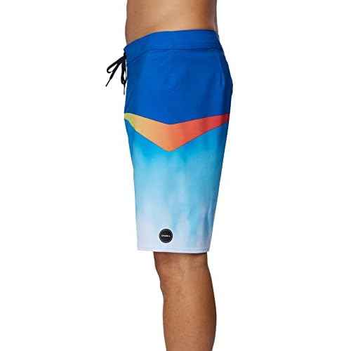 O'NEILL Men's 20 Inch Tropical Print Boardshorts - Quick Dry Swim Trunks for Men with Fabric and Pockets,Blue,31