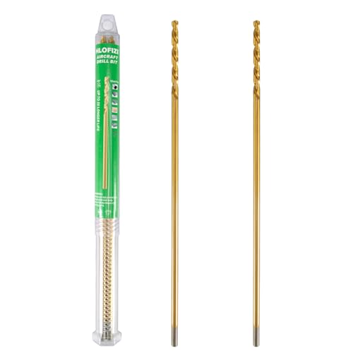 1/4 Inch x 12 Inch Titanium-Coated Drill Bits - Aircraft Steel High Speed Steel, 2 Pack