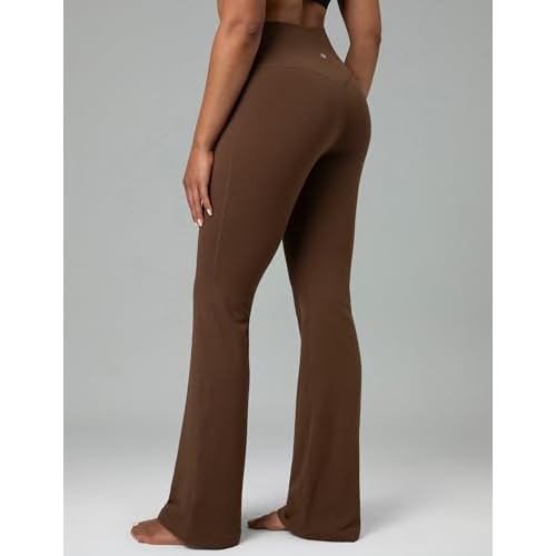 Colorfulkoala Women's Dreamlux Crossover Flare Leggings High Waisted Tummy Control Wide Leg Yoga Pants 29.5" / 31.5" Inseam