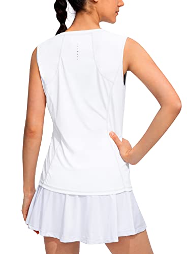 Women’s Lightweight Workout Tank Top - Medium White, Loose Fit Athletic Shirt for Running Tennis Yoga