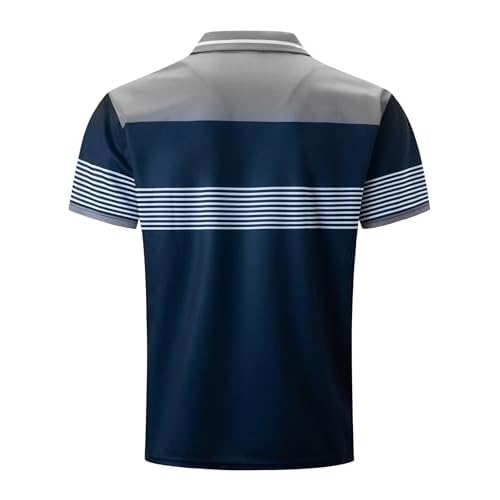 Mens Fashion Color Block Polo Shirts Casual Short Sleeve T Shirt Striped Moisture Wicking Golf Shirts Tops