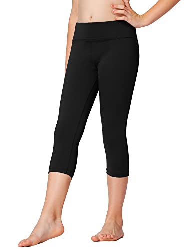 Kids Girls Leggings with Hidden Pocket - Dance Yoga Athletic Pants 10-11 Years / A4 Capri Black