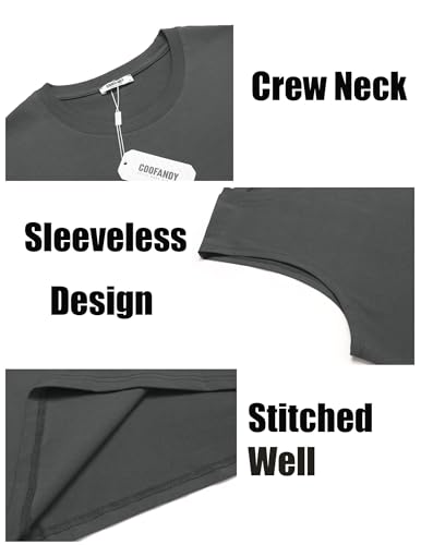 Men's Tank Top Cotton Workout Sleeveless Muscle T Shirt - XX-Large Black & Dark Grey 2 Pack