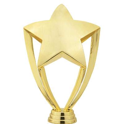 Personalized Gold Star Trophies - 7¼” Deluxe Round Base Engraved Award - Crown Awards, Variation 1