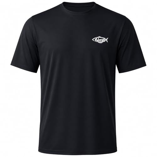 Men's Short Sleeve Fishing T-Shirt Sun Protection UV UPF 50+ - Medium Black Cowboy Rides Bass
