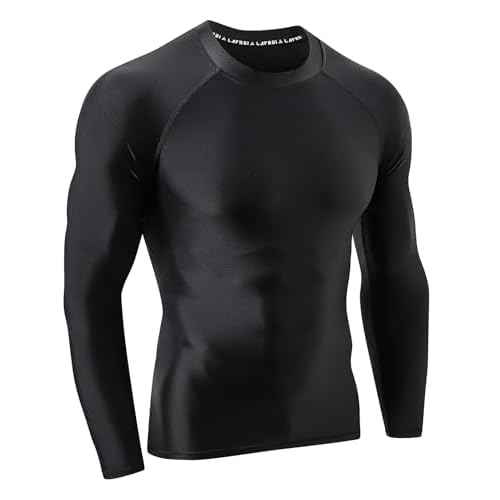 LAFROI Men's Long Sleeve UPF 50+ Sun Protection Shirt Compression BJJ Swim Rash Guard