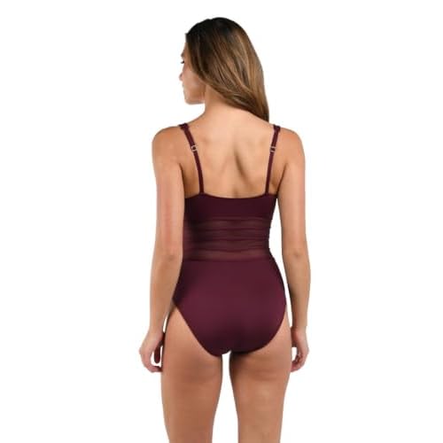 La Blanca Womens Island Goddess Mesh Over The Shoulder One Piece Swimsuit
