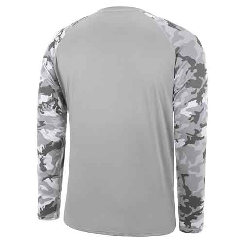 FISHEAL Long Sleeve Fishing Shirts for Men, UPF 50+ Camo Sun Protection Rash Guard, UV Shirt for Swimming Hunting Outdoor