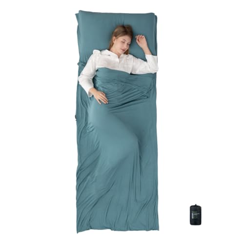 Viking Rectangular Travel Sheets with Pillow Pocket - Summer Sleep Sack for Camping & Hotels
