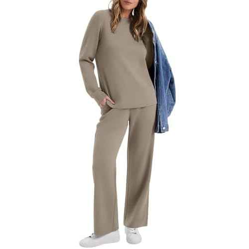 WIHOLL Lounge Sets for Women 2 Piece Travel Vacation Outfits Fall Sweatsuit Tracksuit
