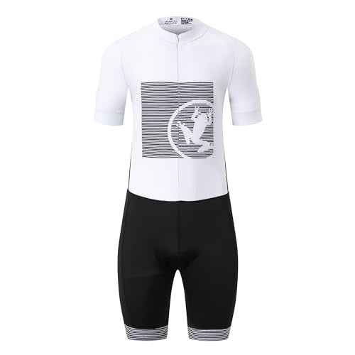 UGLY FROG Men's Triathlon Suit Short Sleeve Top+Short Legs Skinsuit Padded Quick-Dry Swim Bike Run with Pockets