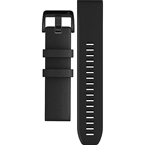 Garmin Silicone Quickfit Armband for Fenix, Epix, Forerunner 745/945/955, MARQ - Black with Stainless Steel Hardware, 22mm