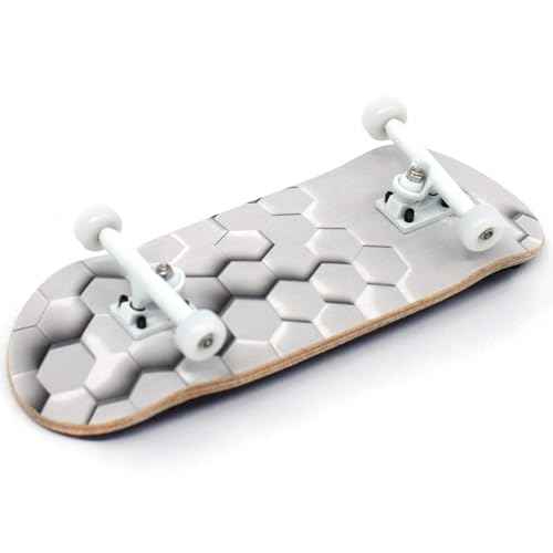 Teak Tuning 34mm Pro Fingerboard Heat Transfer Graphic Complete - Fully Assembled with Pro Level Parts - Pro Shaped Wood Deck (34x97mm), UltraSpin Wheels, Prodigy Trucks - Raised Hexagons