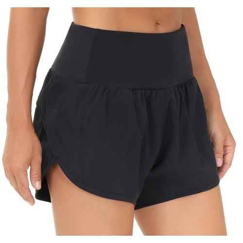 THE GYM PEOPLE Womens High Waisted Running Shorts Quick Dry Athletic Workout Shorts with Mesh Liner Zipper Pockets