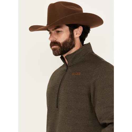 Cinch Men's Solid Quarter Zip Long Sleeve Pullover - MWK1913002 US Brown