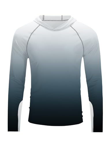 Men's UPF 50+ Sun Protection Hoodie Long Sleeve UV SPF Fishing Hiking Shirt Quick Dry Rash Guard