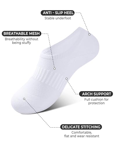 Kids Socks Boys Girls Athletic Cotton Ankle No Show Socks 9-12 Years - White