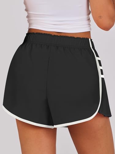 Caracilia Women's Athletic Running Shorts Small Black Summer Workout Shorts