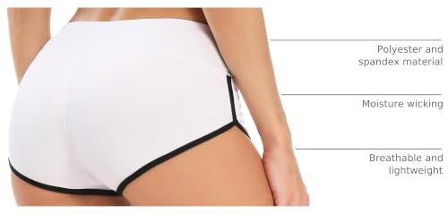 Women's High Waist Workout Shorts - Butt Lifting Yoga Running Gym X-Small White/Black