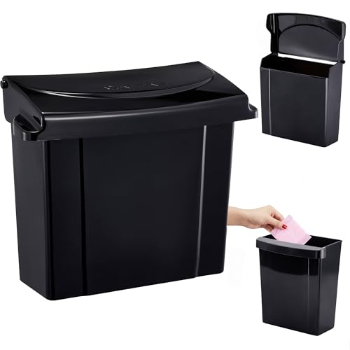 Wall-Mounted Feminine Hygiene Disposal Receptacle with Odor Seal - Black