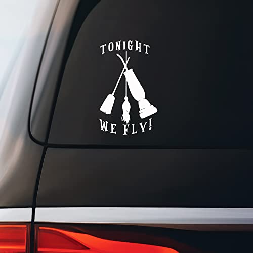 Hocus Pocus Brooms Sticker Decal for Notebook Car Laptop 4.5x5.5 Inches - White