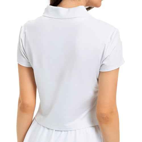 Women's Cropped Polo Shirts Athletic Golf Tennis Shirts Short Sleeve Moisture Wicking Collared Sports T-Shirts