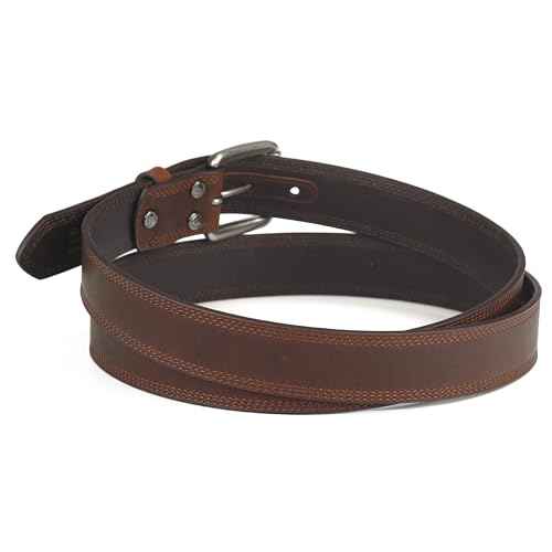 ARIAT Men's Triple Row Stitch Leather Work Belt with Removable Roller Buckle