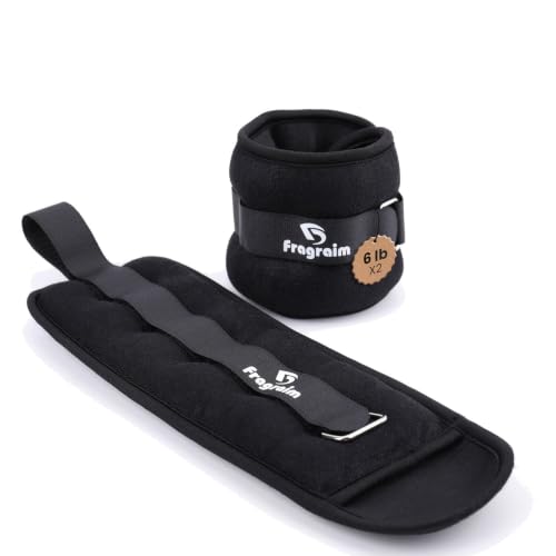 Ankle Weights for Women Men 6 lb Pair - Black, Adjustable Resistance Exercise