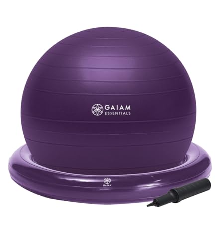 Purple Balance Ball Chair & Exercise Ball Kit with Inflatable Ring Base
