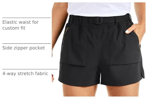 Waterproof Hiking Shorts 3 Inch - Medium Black for Outdoor Activities