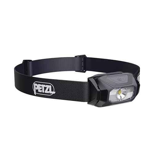PETZL TIKKINA Headlamp - Compact, Easy-to-Use 300 Lumen Headlamp, Designed for Hiking, Climbing, Running, and Camping - Black
