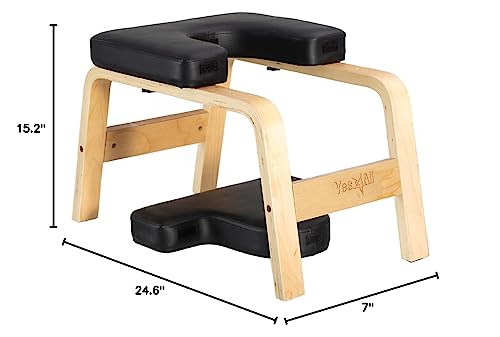 Yes4All Yoga Headstand Bench, Wooden Yoga Inversion Chair with PU Pads and Thickness Foam, Yoga Inversion Bench for Balance Training Core Strength, 24.6"D x 7"W x 15.2"H