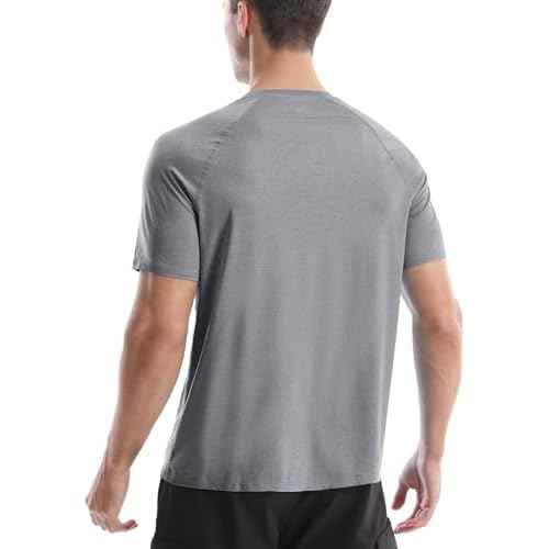 Roadbox Swim Shirts Short Sleeve for Men, Sun Protection UPF 50+ Fishing Rash Guard, UV Gym Workout Shirt for Running Outdoor