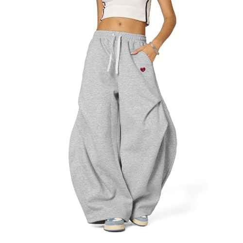 Aelfric Eden Wide Leg Sweatpants Womens Wrinkle Barrel Sweatpants Casual Athletic Baggy Lounge Pants
