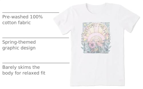 Women's Here Comes The Sun Hippie Short Sleeve Crusher-LITE Tee Medium Cloud White