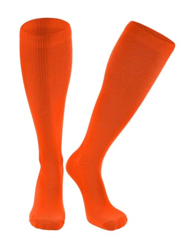 Lightweight Sports Socks for Baseball, Softball, Football & Soccer - Large Orange