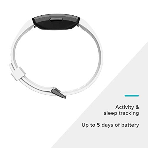 Fitbit Inspire HR Heart Rate and Fitness Tracker With S and L Bands, White, One Size, 1 Count