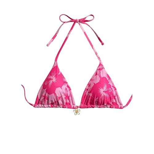 Milumia Floral Halter String Triangle Bikini Top for Women Bathing Suit Swim Top