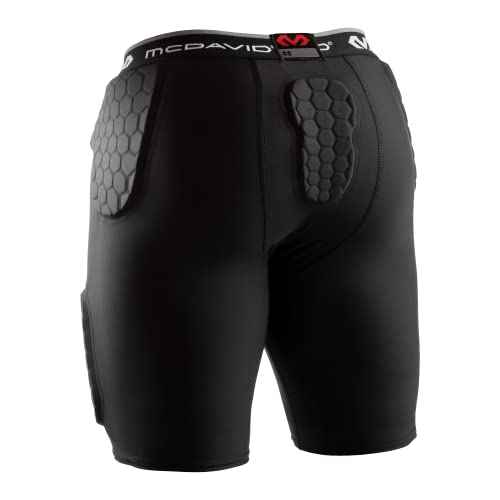 McDavid Men's Compression Shorts w/HEX Pads Dual-Density Tights w/Hip, Tailbone, Thigh Padding for w/Cup Pocket, Football
