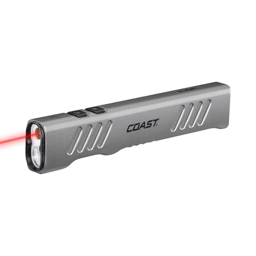 Coast Slayer Laser 1000 Lumen USB-C Rechargeable LED Flashlight with Pocket Clip - 5 mW Laser, 650 nm Wavelength