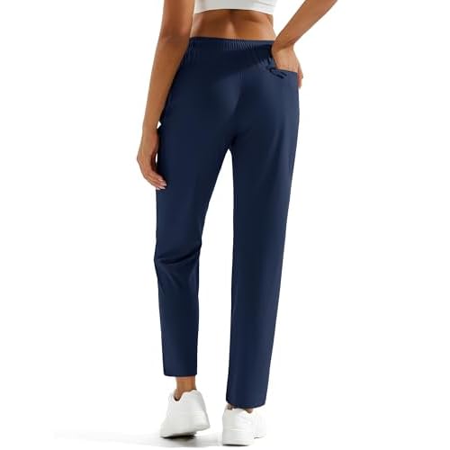 MAGCOMSEN Women's Hiking Pants Lightweight Quick Dry UPF 50 Water Resistant Elastic Waist Golf Travel Pants Zip Pockets
