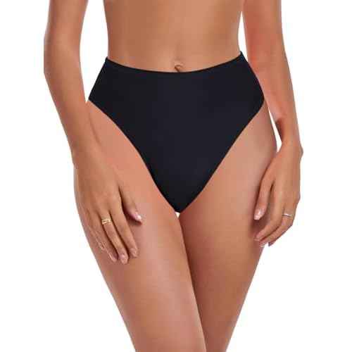 Colloyes Women's High Waisted High Cut Thong Bikini Bottom